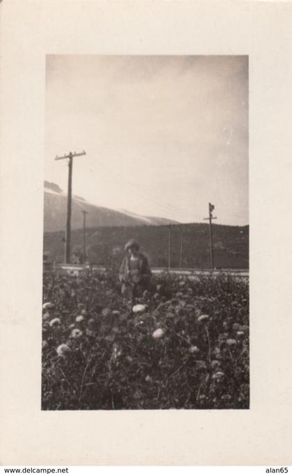 Skagway Alaska, C.O. Walker Florist in Alaska Message Advertisement on back, c1920s Vintage Real Photo Postcard