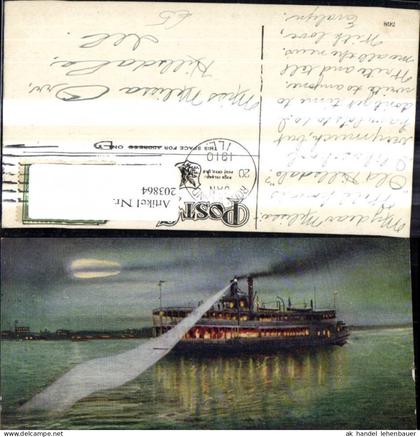 203864,Iowa Davenport The Ferry Davenport by Moonlight between Rock Island Ill. and Davenport Fähre Schiff Dampfer