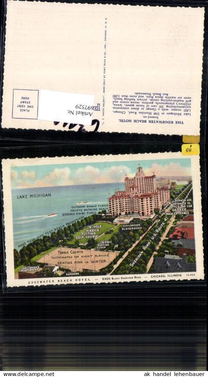697529 Illinois Chicago Edgewater Beach Hotel Block Sheridan Road Lake Michigan