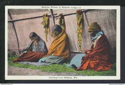 Ansichtskarte Medizin Frauen Indianer Oshkosh Wisconsin USA