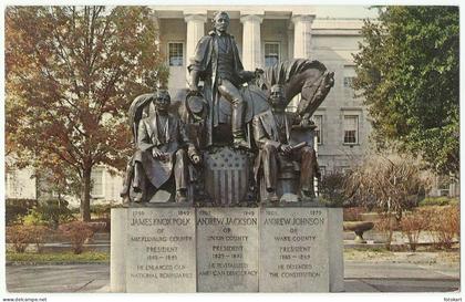 North Carolina USA, Vintage PC, Statue of Three Presidents from NC, 1972