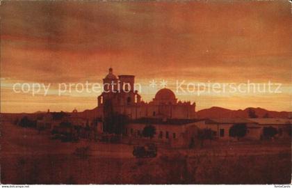 Tucson San Xavier Mission at sunset