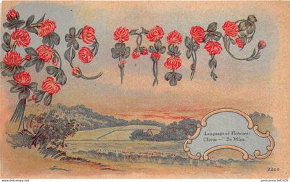 US21 USA postcard 1909 PA Fisher Pennsylvania Language of flowers Clover be mine