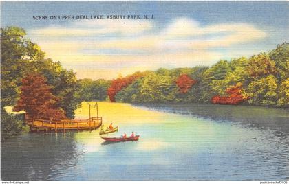 US27 postcard USA NJ New Jersey Scene on Upper Deal Lake Asbury Park ship