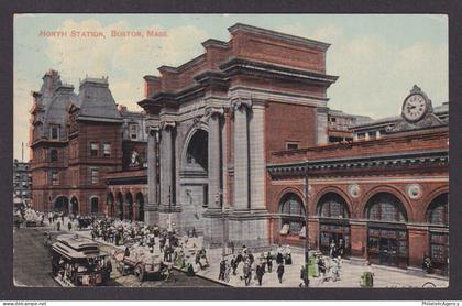 Vintage postcard USA Boston MA Massachusetts North Station Train Terminal