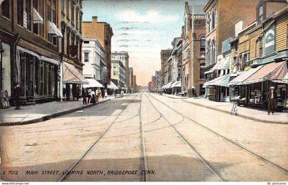 US Connecticut 1907 Bridgeport Main Street Look North postcard B956
