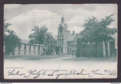 Vintage postcard USA Bridgeport CT City Hospital Building Old Medical 1907