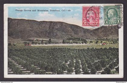 Vintage postcard USA Pasadena CA California Orange Groves Mountains