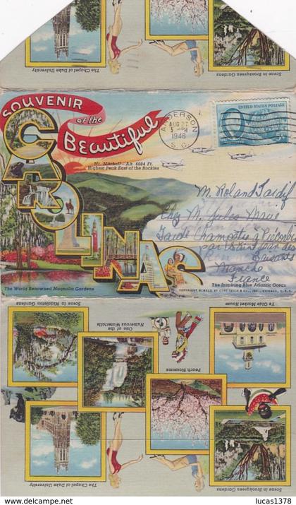 Beautiful Carolinas Souvenir Folder 16  Views LINEN Copyright 1942