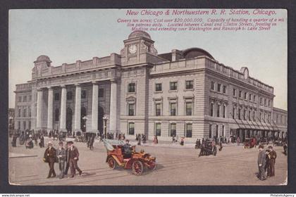 Postcard, United States, Chicago IL, New Chicago & Northwestern R. R. Station