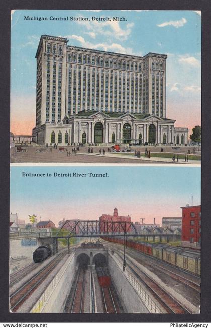 Postcard, United States, Detroit MI, Michigan Central Station