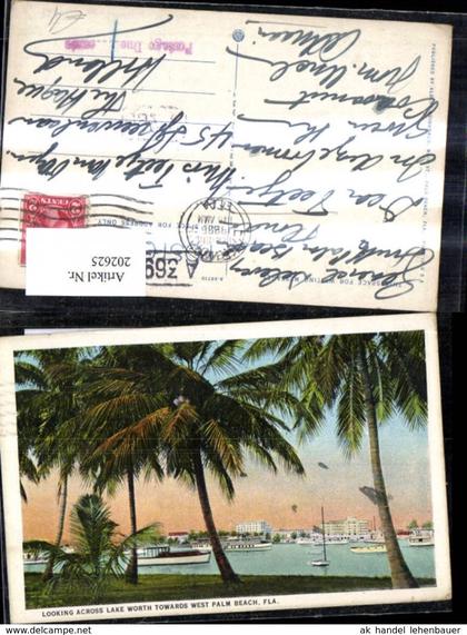 202625,Florida Palm  Beach Looking Across Lake Worth Towards West Palm Beach Schiffe