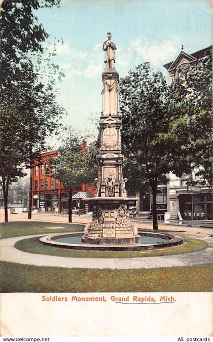 B669 US 1907 Soldiers Monument Grand Rapids Michigan vintage postcard