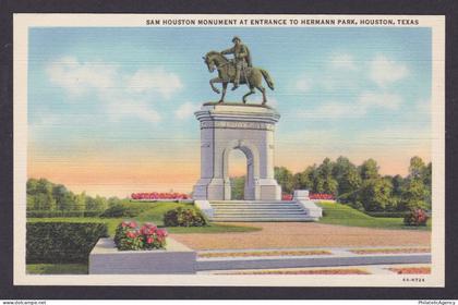 Postcard, United States, Houston TX, Sam Houston Statue at Hermann Park