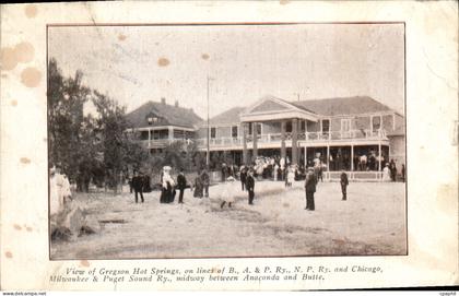 CPA View Of Gregson Hot Spings on lines of Ba& P and chicago Milwaukee & Puget sound Ry midway bwn Anaconda and Butte