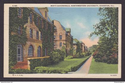 Vintage postcard USA Evanston IL Northwestern University Campus Men Quadrangle