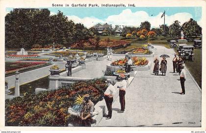 B512 US Scene in Garfield Park Indianapolis Indiana vintage postcard