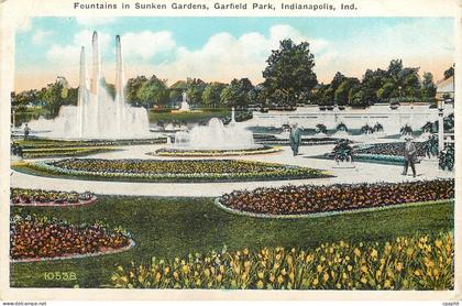 CPA Fountains in Sunken Gardens Garfield Park  Indianapolis Ind