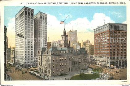 Detroit Michigan Cadillac Square City Hall Dime Bank Hotel Cadillac