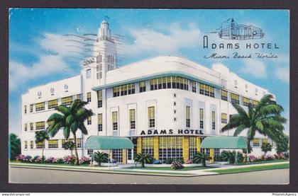 Vintage postcard USA Miami Beach FL Florida Adams Hotel Art Deco Architecture