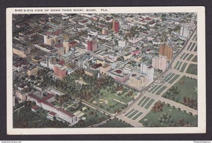 Vintage postcard USA Miami FL Florida Birds Eye View Downtown Bayfront Park