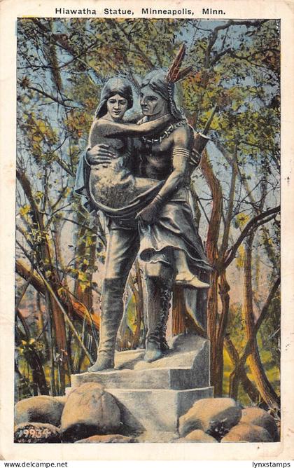 US 1929 Minneapolis Minnesota Hiawatha Statue postcard