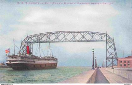 Duluth Lake Superior Minnesota USA S.S. Tionesta in ship canal passing aerial br