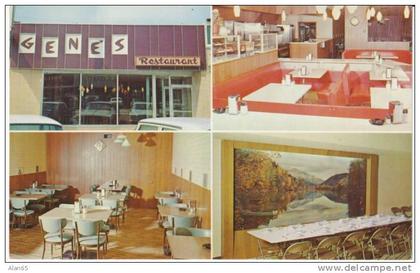 Bowman North Dakota ND, Gene's Restaurant Interior Views Great Decor on c1960 Vintage Postcard