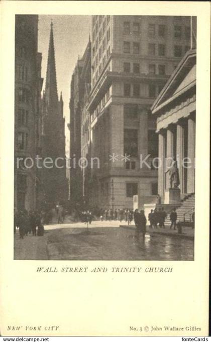 New York City Wall Street and Trinity Church