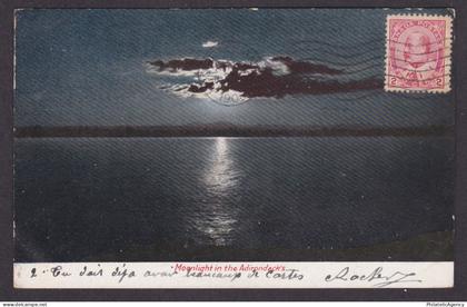 Postcard, UNITED STATES, Adirondack Mountains, Moonlight in the Adirondack's