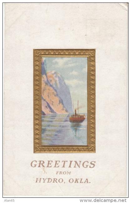 Hydro OK Oklahoma, Greetings From with Boat,  c1900s/10s Vintage Postcard
