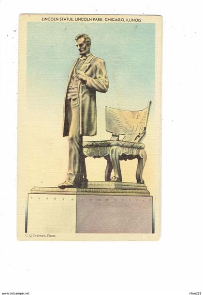 cpa - Lincoln Statue, Lincoln Park, Chicago, Illinois, - C.Q. Petersen photo