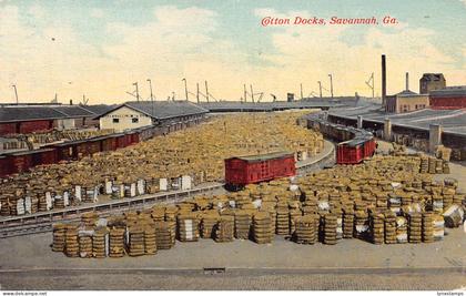 US 1914 Cotton Docks Savannah Georgia vintage postcard B958