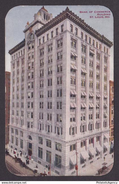 Vintage postcard USA St Louis MO Missouri Bank Commerce Skyscraper Street View