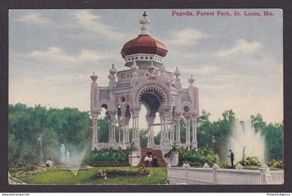Vintage postcard USA St Louis MO Missouri Forest Park Pagoda Pavilion Fountain