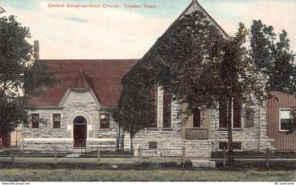C117  Kansas Topeka Central Congregational Church  vintage postcard