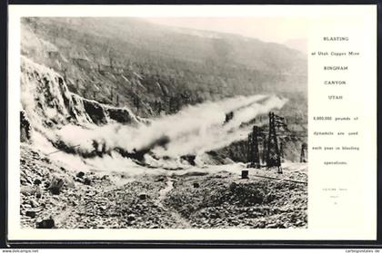 AK Bingham Canyon, UT, Blasting at Utah Copper Mine, Steinbruch