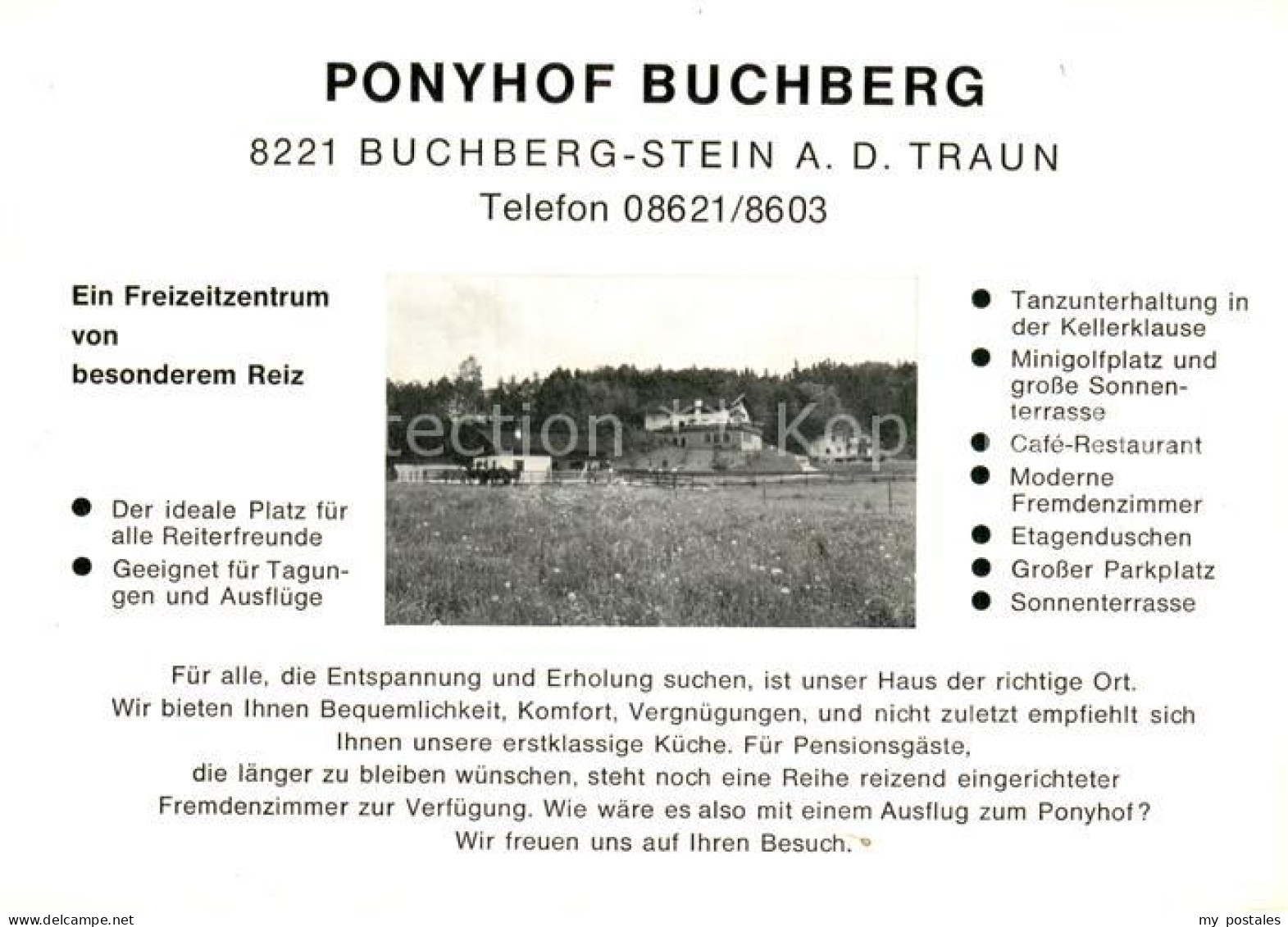 Stein Traun Ponyhof Buchberg Freizeitzentrum Reservierungskarte