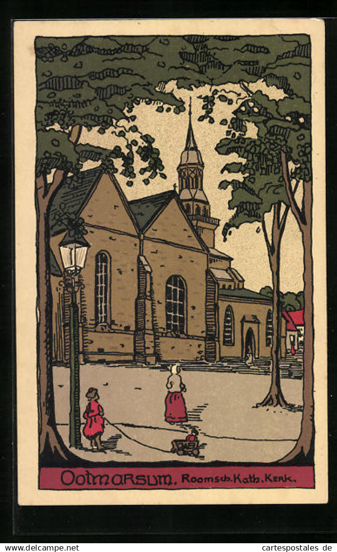 Steindruck-AK Ootmarsum, R. K. Kerk