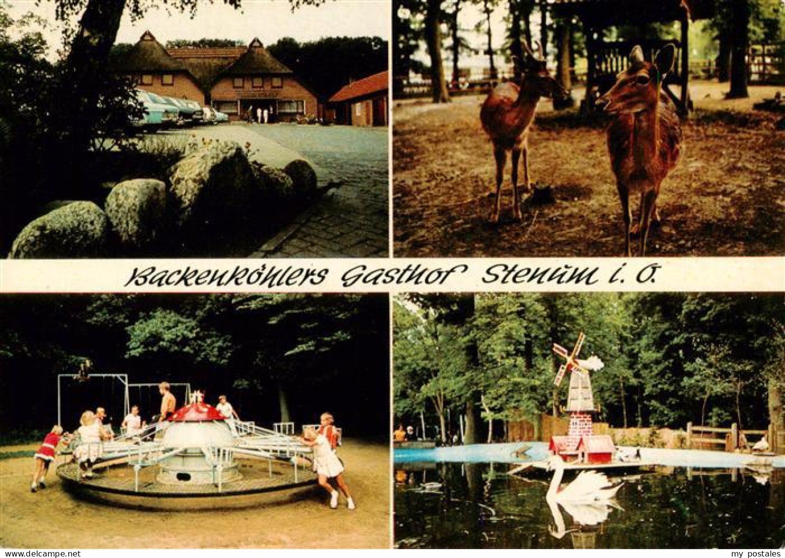 Stenum Ganderkesee Backenkoehlers Gasthof Kinderspielplatz Rehe Schwanenteich