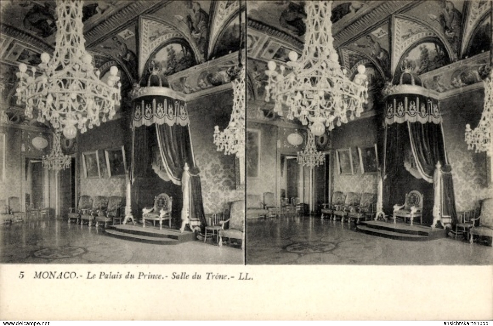 Stereo CPA Monte Carlo Monaco, Fürstenpalast, Thronsaal