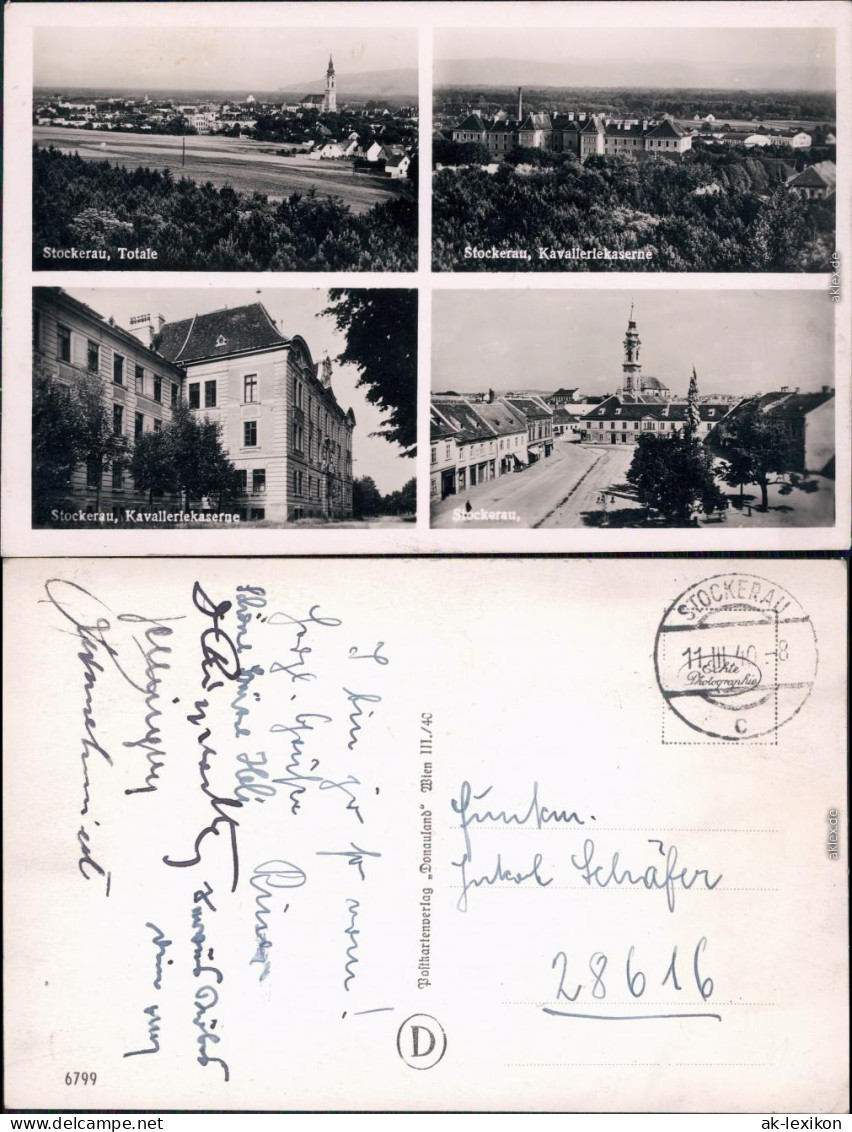 Stockerau 4 Bild: Totale, Markt, Kaserne  b  Korneuburg Ansichtskarte 1940