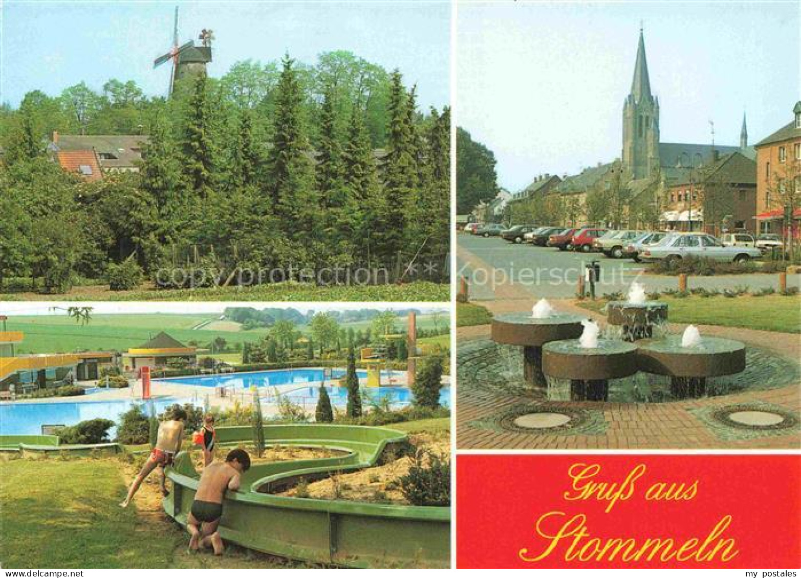 Stommeln Pulheim NRW Windmuehle Schwimmbad Rutsche Kirche Brunnen