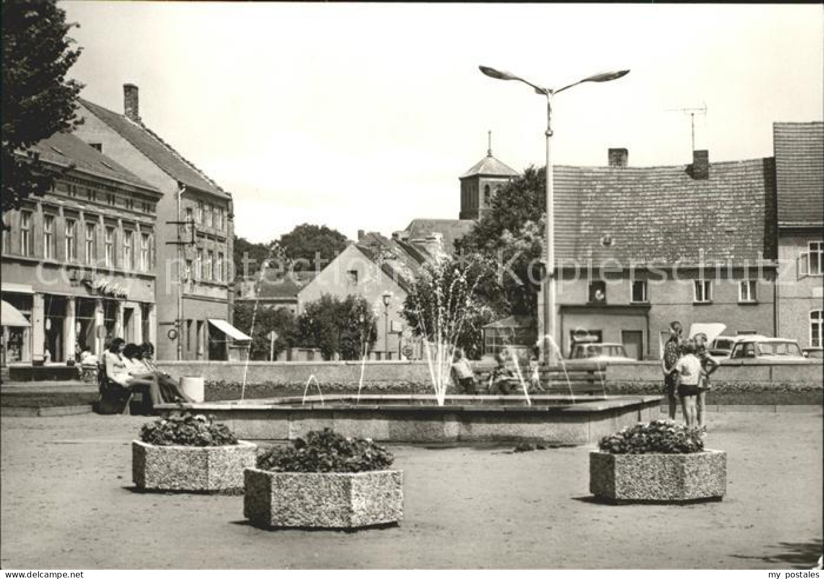 Storkow Mark Markt Springbrunnen