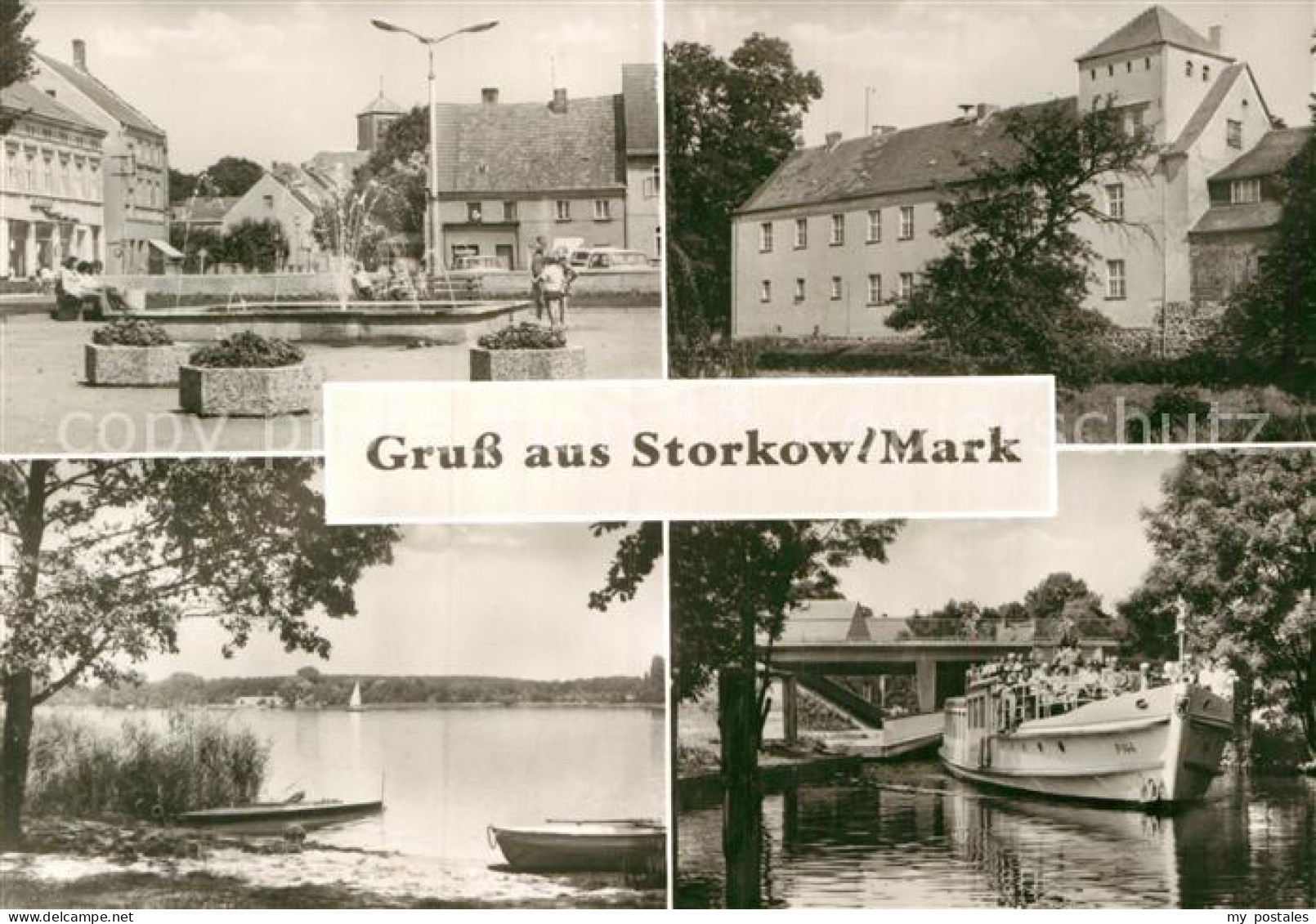 Storkow Mark Partie am See Dampfer Brunnen