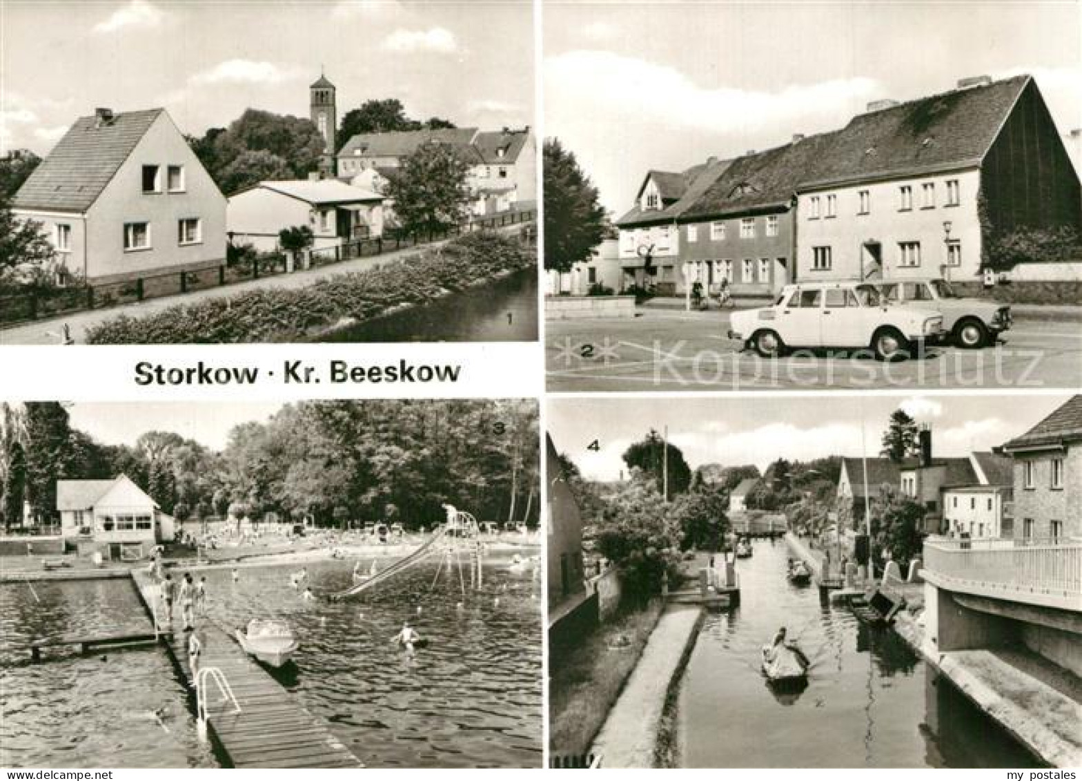 Storkow Mark Teilansicht Markt Freibad Starkower See Schleuse
