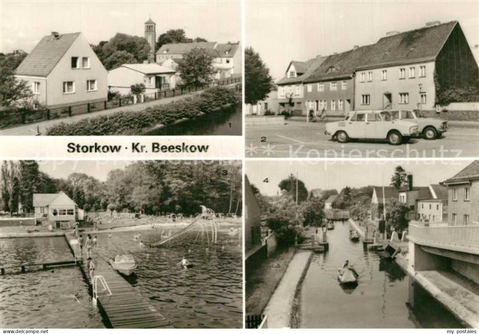Storkow Mark Teilansicht Markt Freibad Storkower See Schleuse
