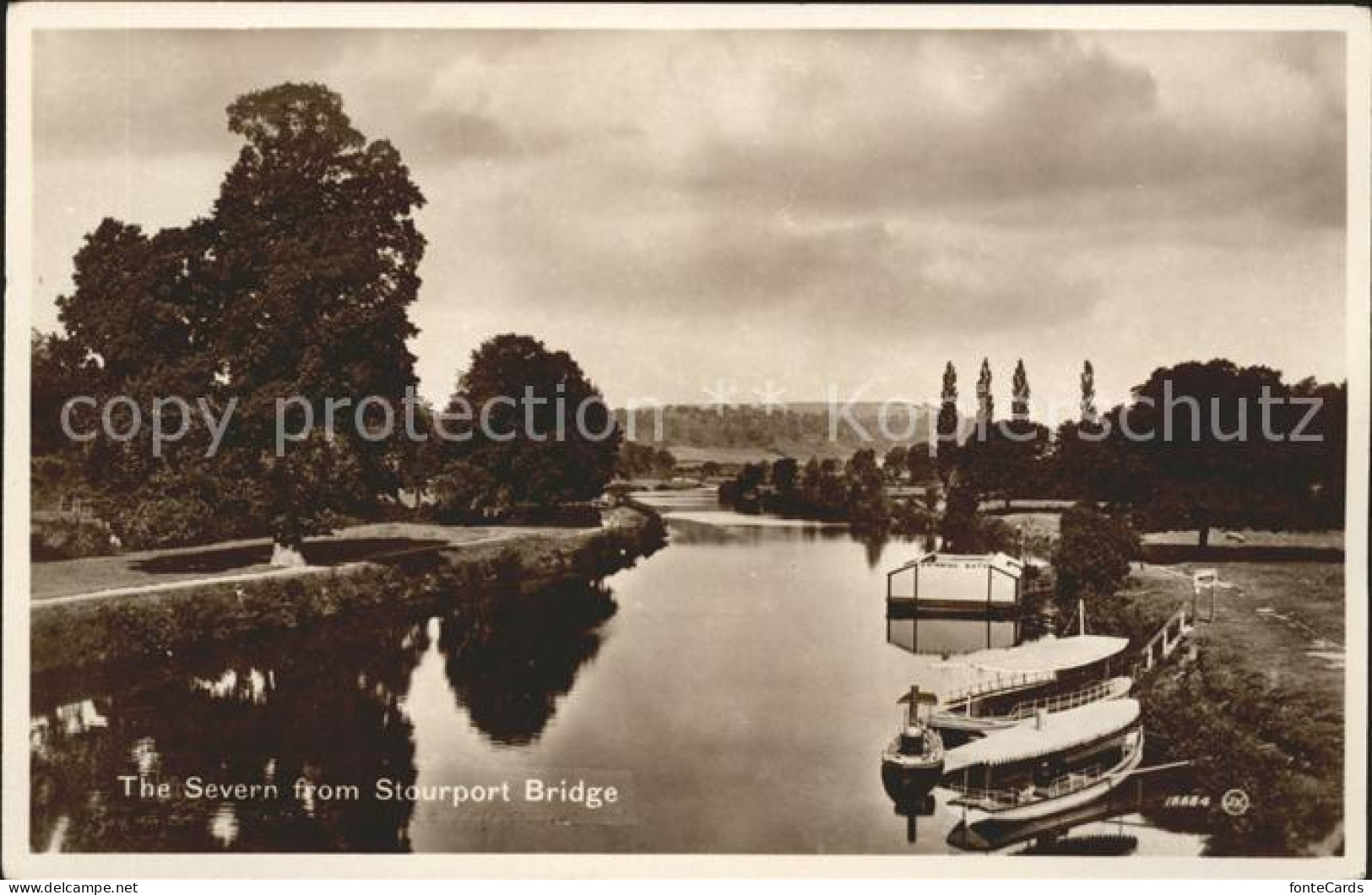 Stourport on Severn View from the Bridge Boat Valentine's Post Card