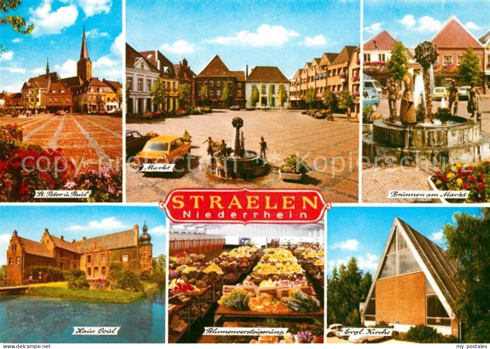 Straelen Marktplatz Haus-Coul Blumenversteigerun Kirchen Brunnen