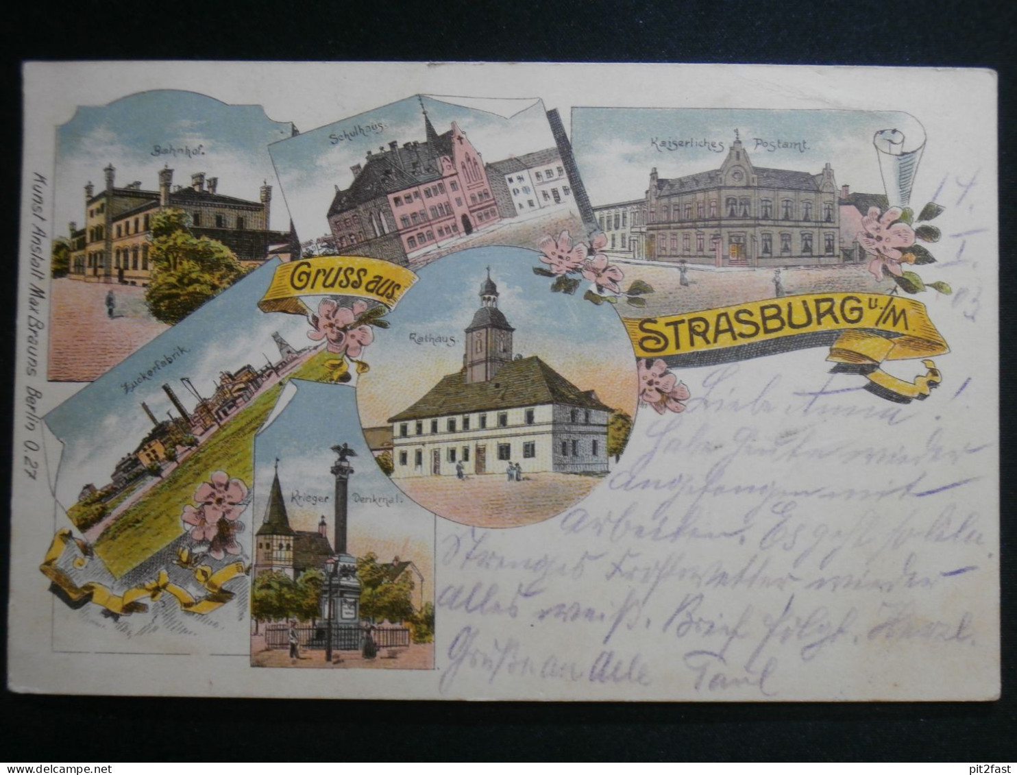 Strasburg i.M. , Litho , 1903 , Zuckerfabrik , Ansichtskarte , CPA , AK !!